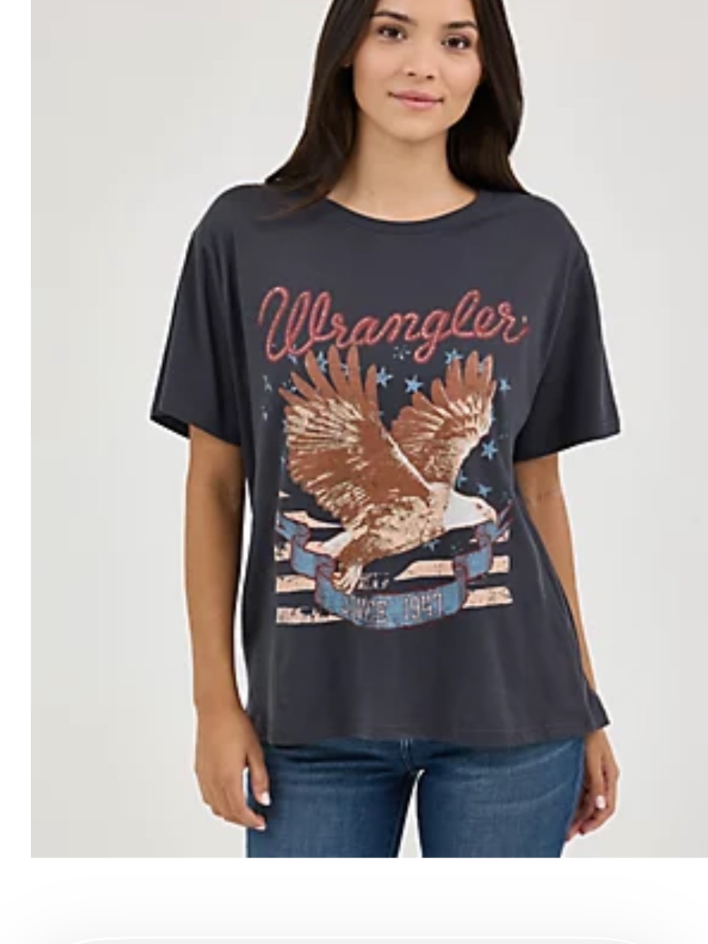 Ladies Wrangler Black Tee with Faded Eagle and Banner t shirt 3x